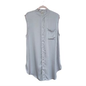 H&M Sleeveless Satin Shirt Dress / Tunic Top Sz Large Light Gray